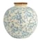 Hello Honey® 8" Blue & White Crackle Floral Terra Cotta Vase